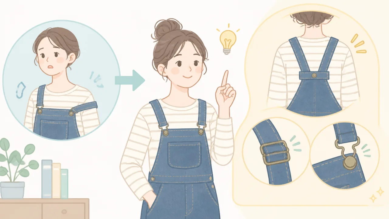 サロペットの肩紐が落ちるときの対策|すぐできる直し方と選び方