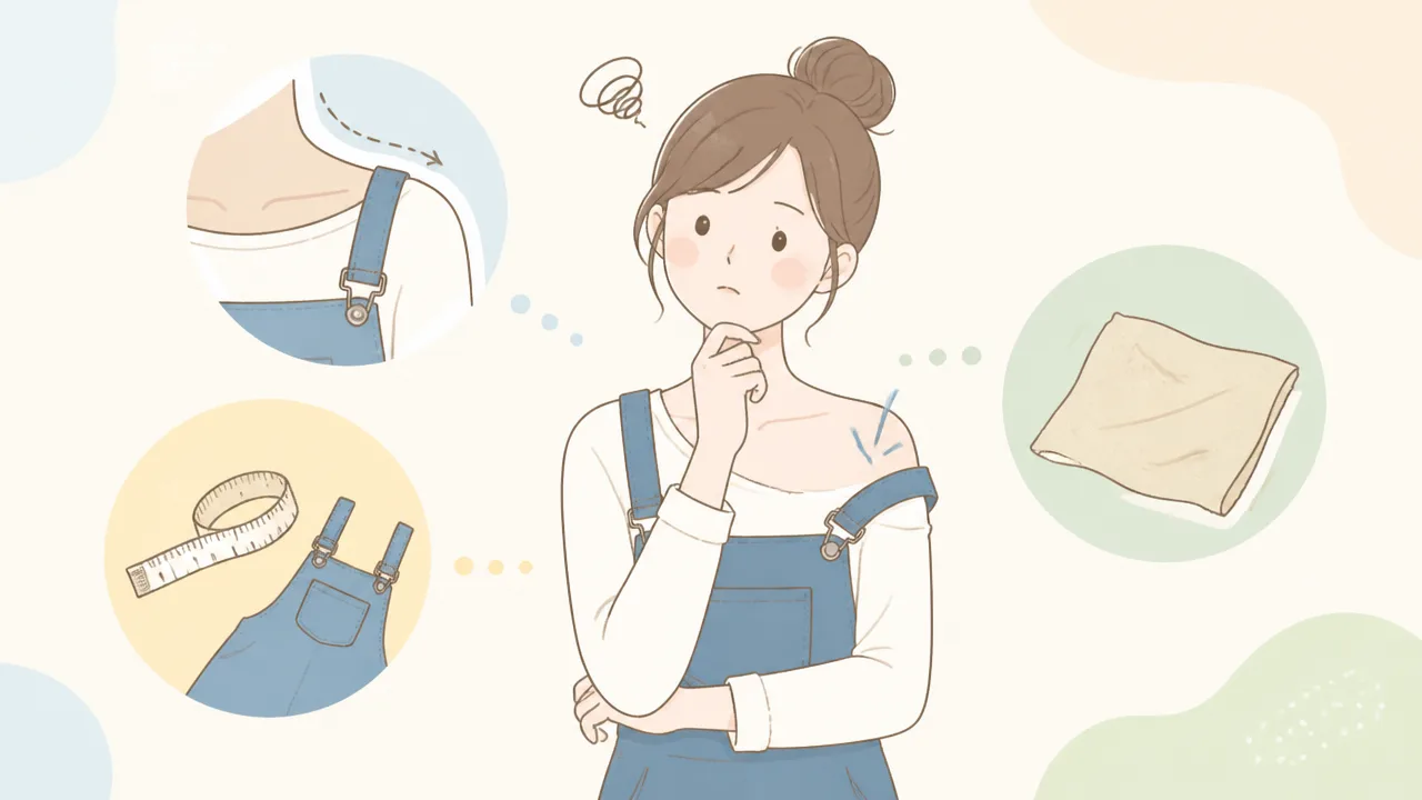サロペットの肩紐が落ちるときの対策|すぐできる直し方と選び方